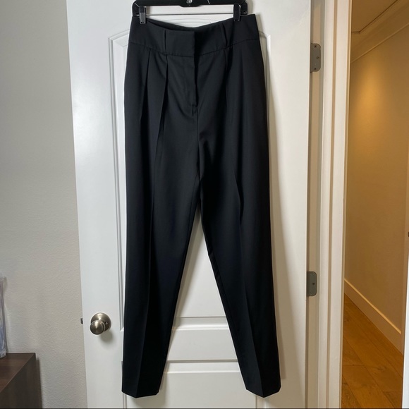 Yves Saint Laurent Pants - Yves Saint Laurent Black High Waist Pleat Detail Wool Pants